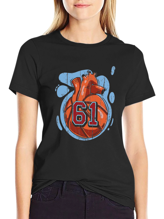 Basketball Heart Number 61 Graphic Tee