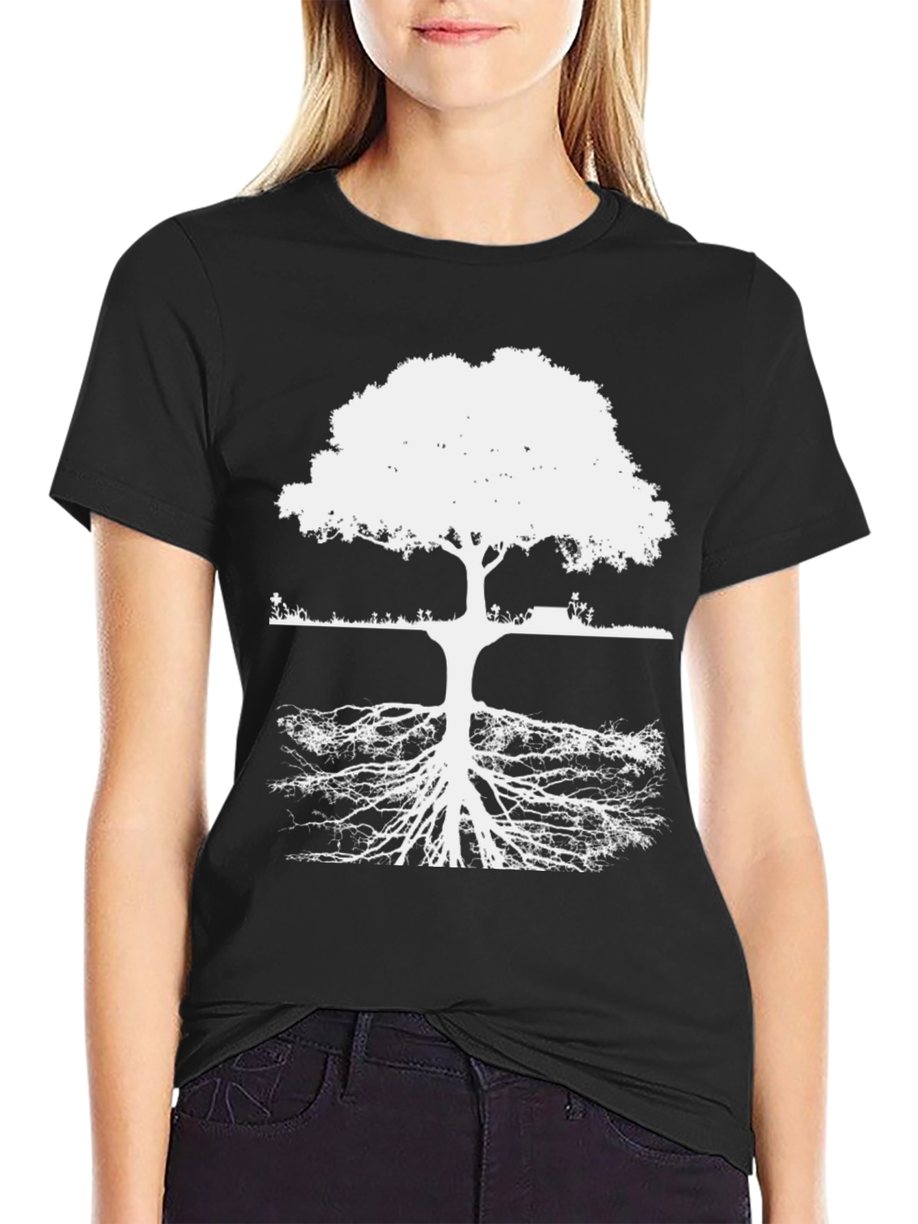 Tree of Life Black T-Shirt: Roots & Growth
