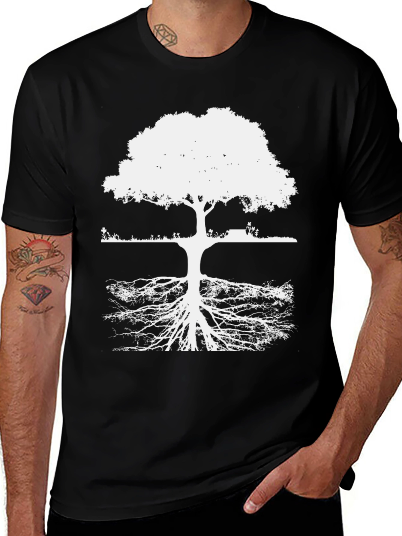 Tree of Life Black T-Shirt: Roots & Growth