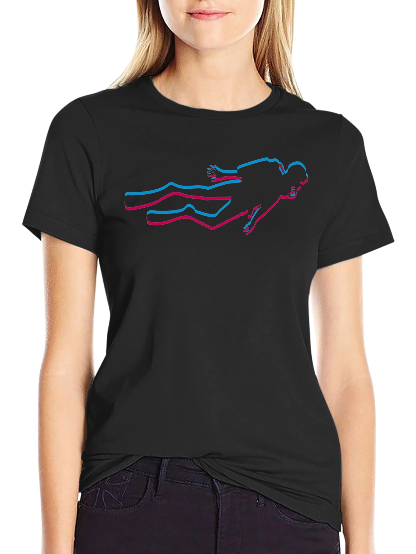 Cool Diver Graphic Black T-Shirt