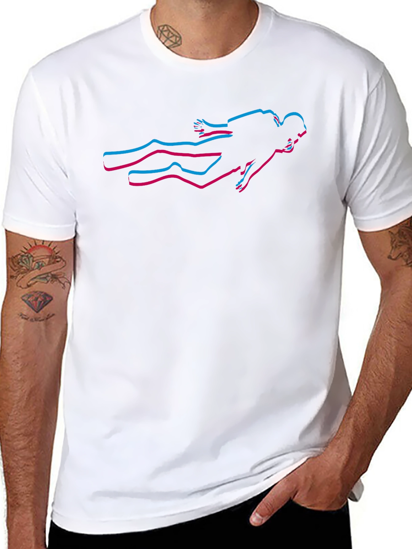 Cool Diver Graphic Black T-Shirt
