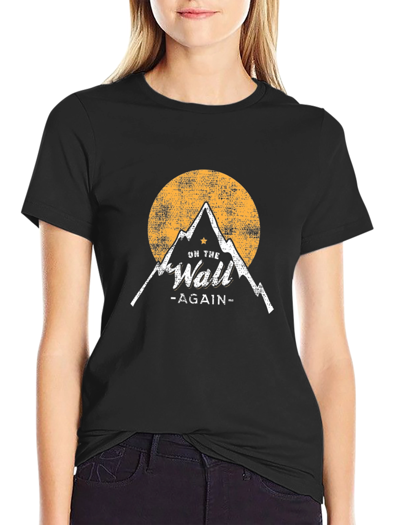 On The Wall Again Black T-Shirt - Mountain Design