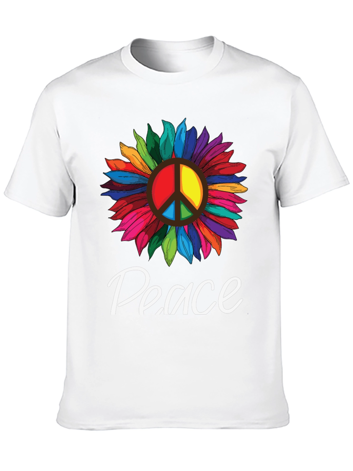 Peace Sunflower Graphic T-Shirt -  Unisex Black Tee