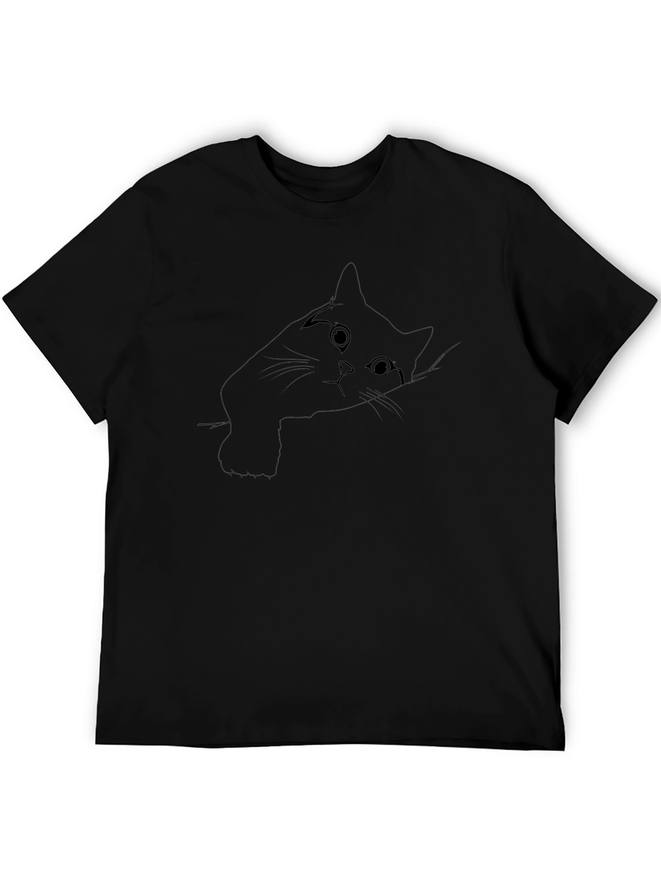 Peek-a-boo Cat Graphic Tee - Black Cotton Comfort