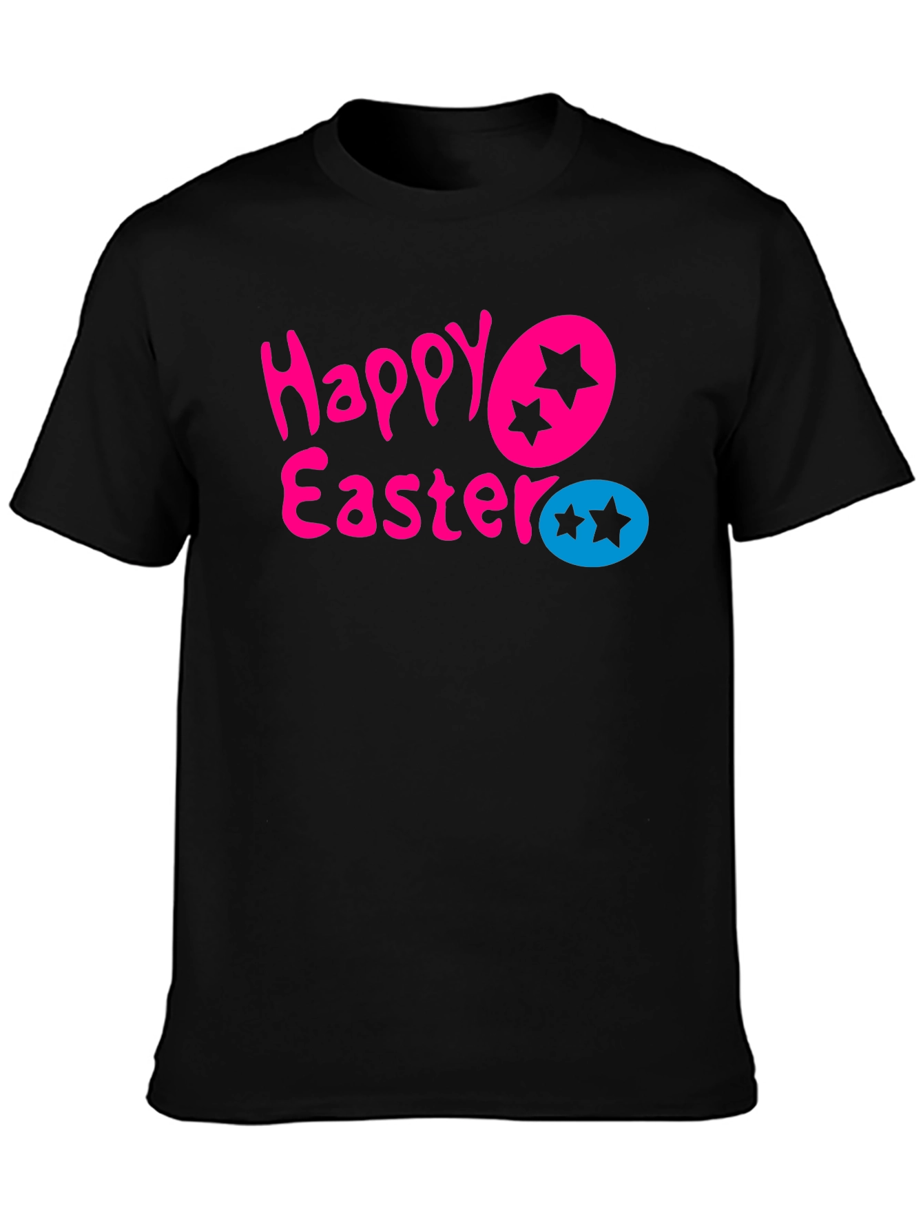 Happy Easter Star Egg Graphic Tee - Black T-Shirt