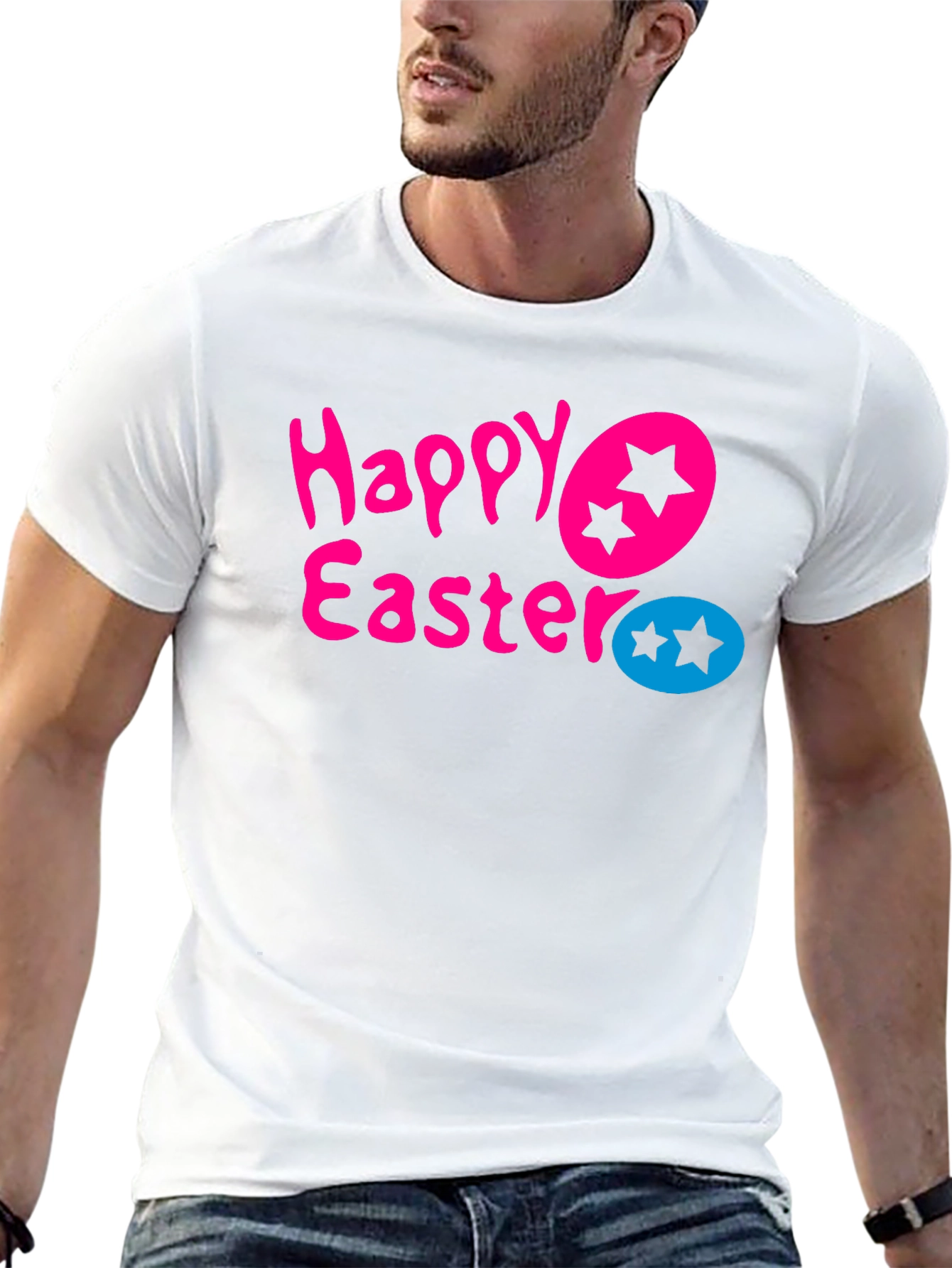 Happy Easter Star Egg Graphic Tee - Black T-Shirt
