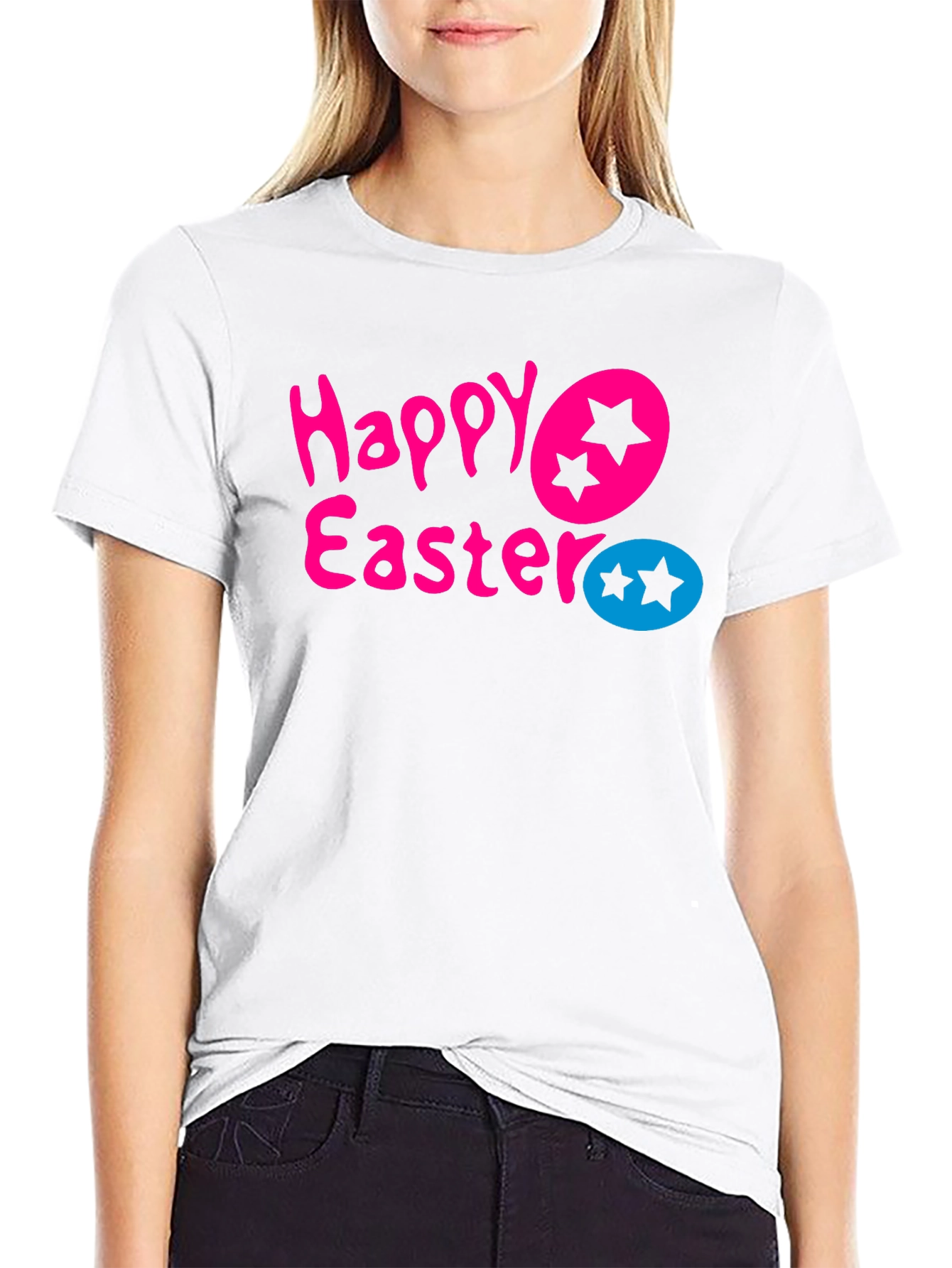 Happy Easter Star Egg Graphic Tee - Black T-Shirt