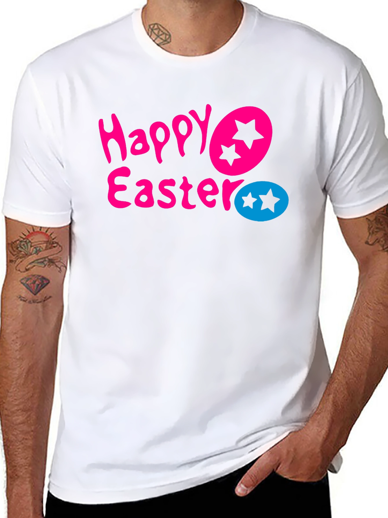 Happy Easter Star Egg Graphic Tee - Black T-Shirt