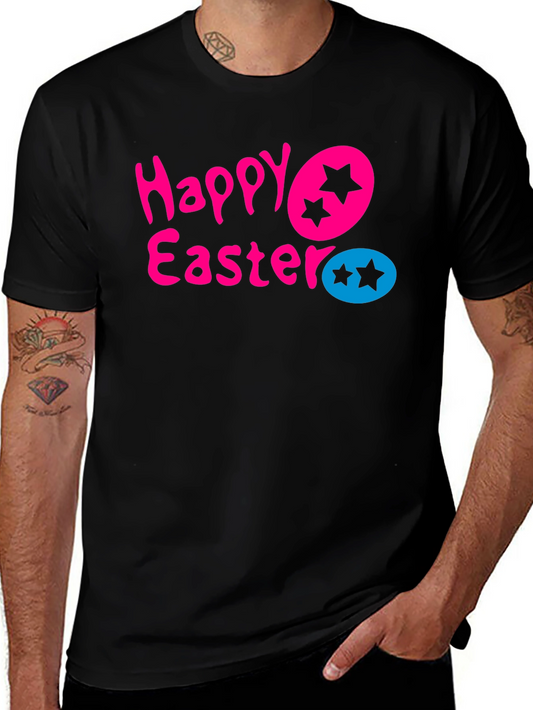 Happy Easter Star Egg Graphic Tee - Black T-Shirt