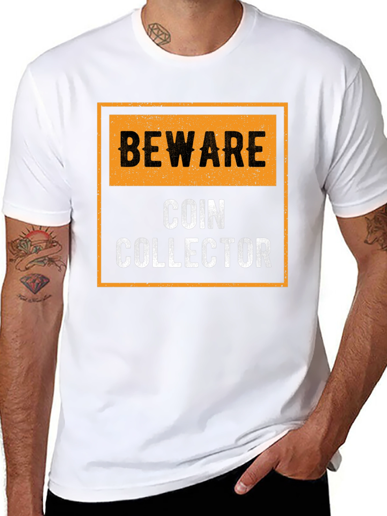Beware Coin Collector Black Graphic T-Shirt