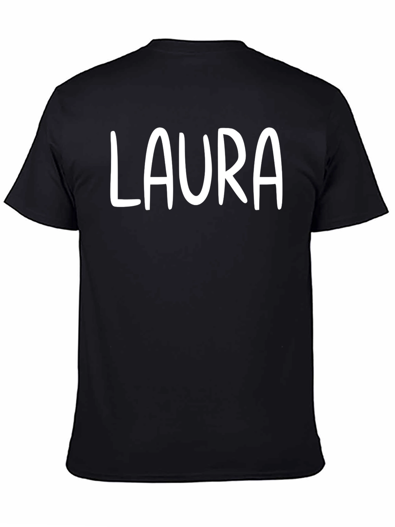 Personalized Laura Black Cotton T-Shirt