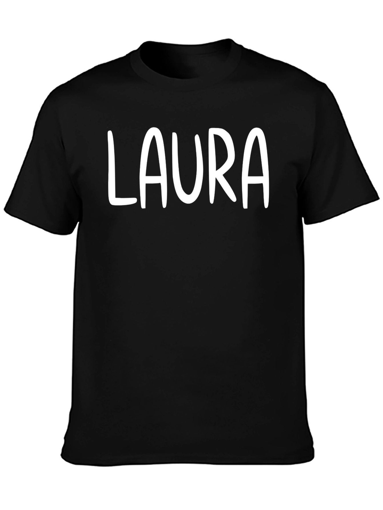 Personalized Laura Black Cotton T-Shirt