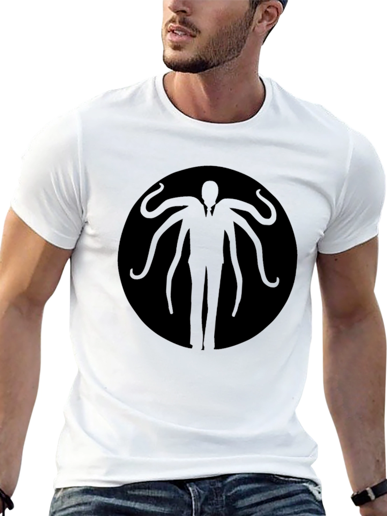 Mens Slender Man Graphic Tee - Black