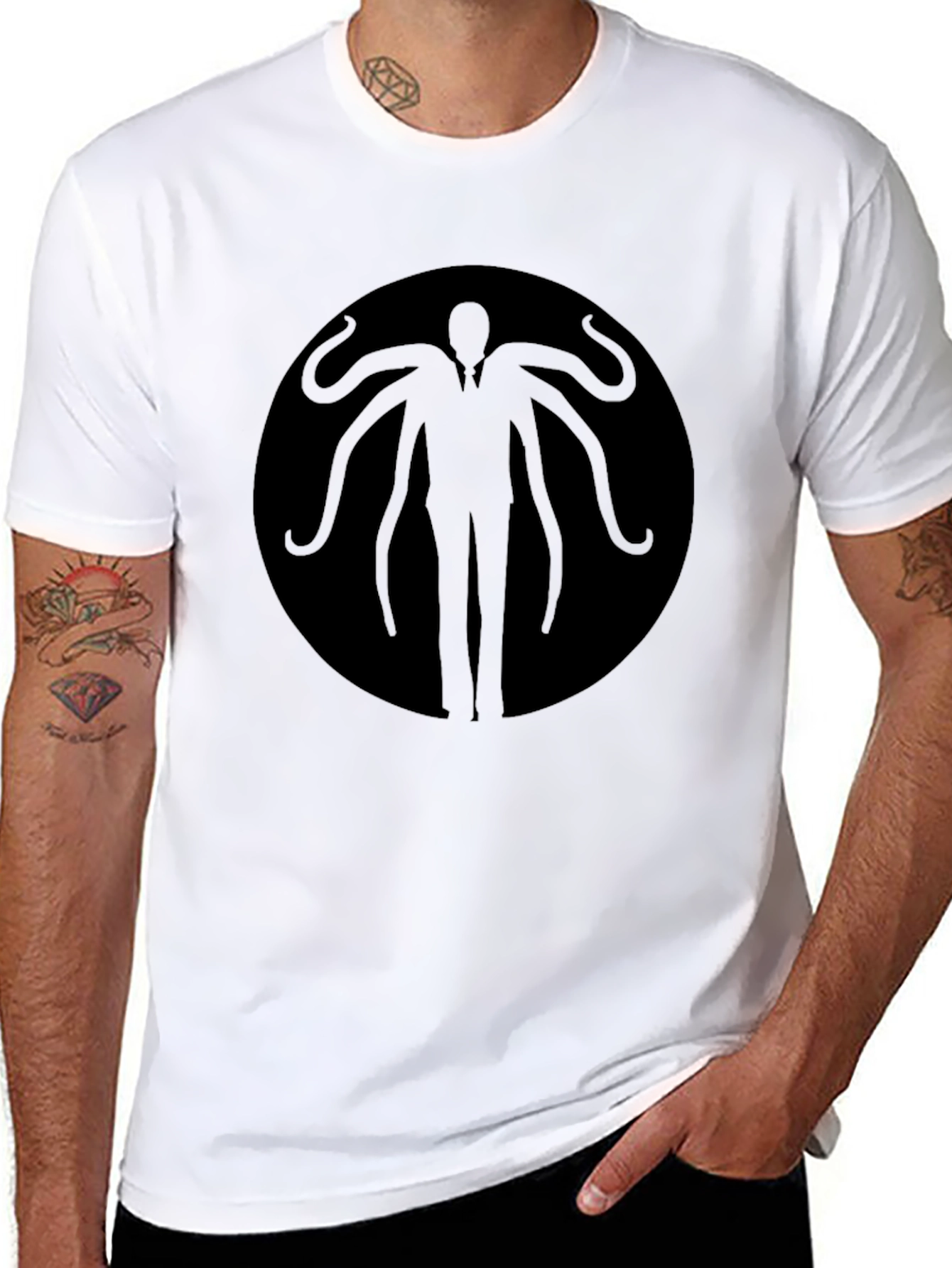 Mens Slender Man Graphic Tee - Black