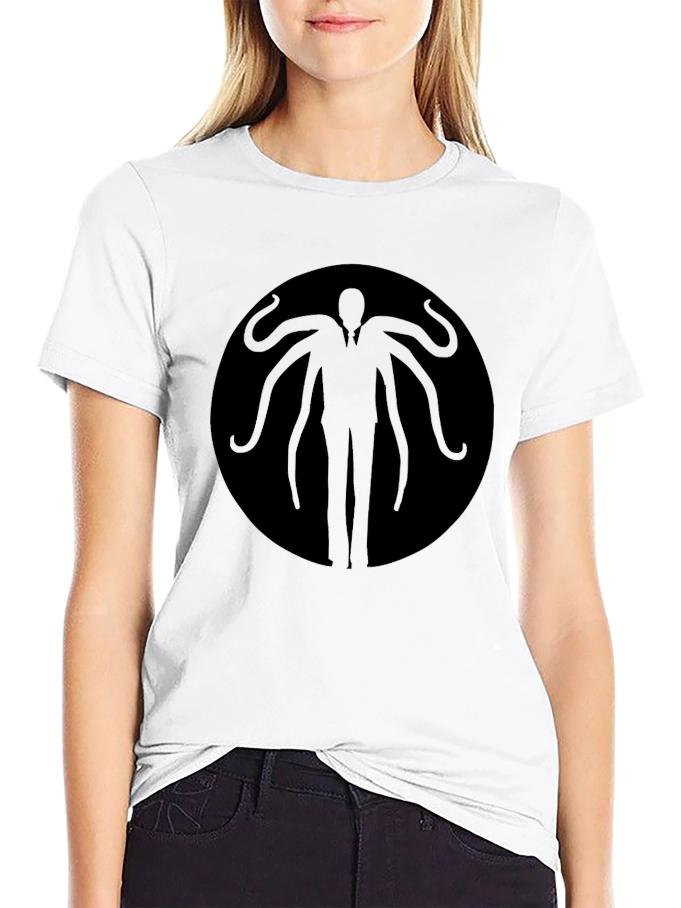 Mens Slender Man Graphic Tee - Black