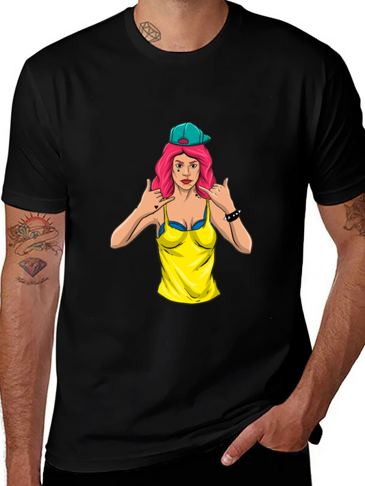 Graphic Tee - Edgy Cartoon Woman Design