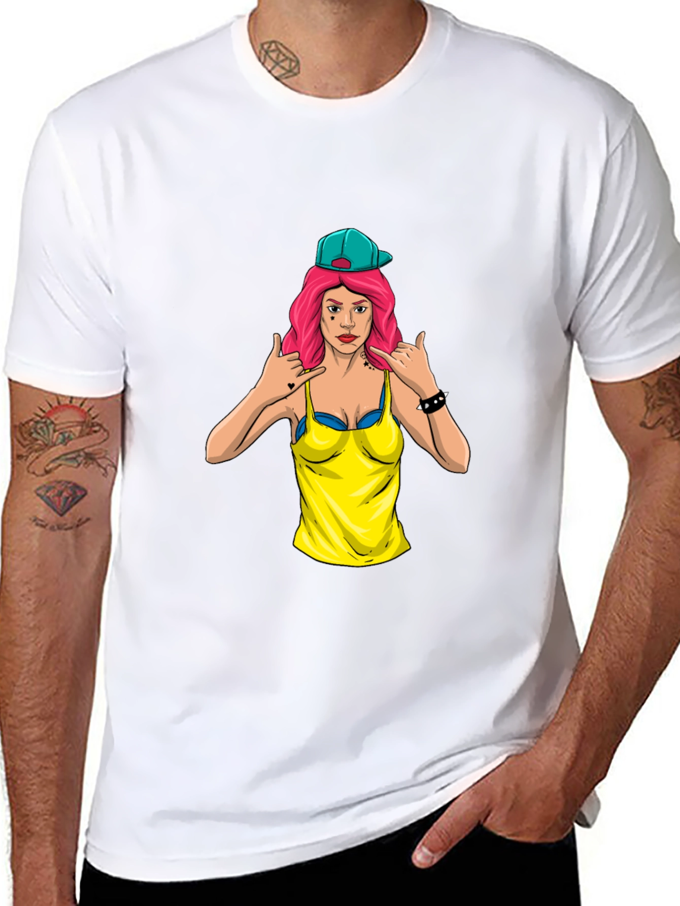 Graphic Tee - Edgy Cartoon Woman Design