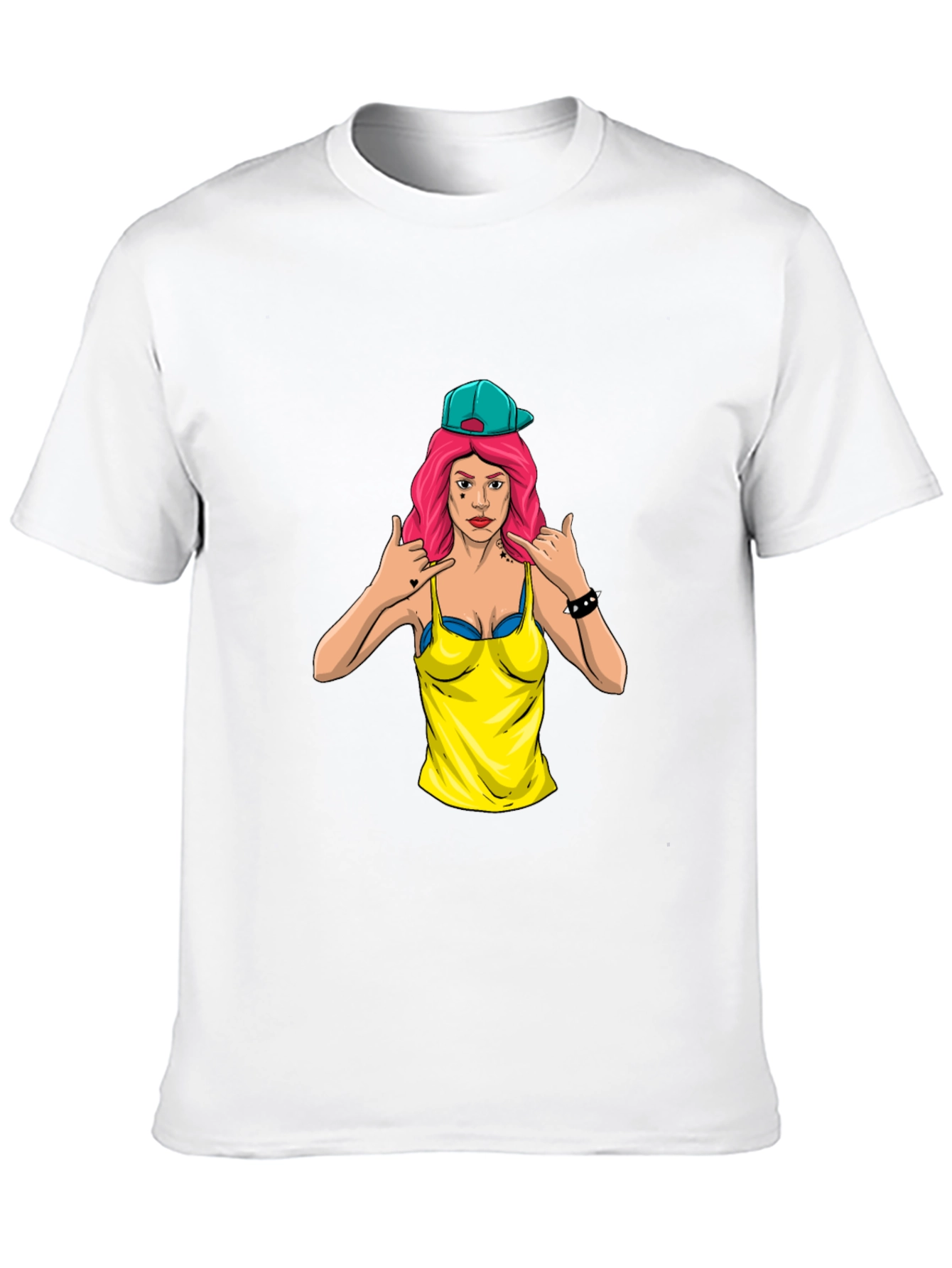 Graphic Tee - Edgy Cartoon Woman Design