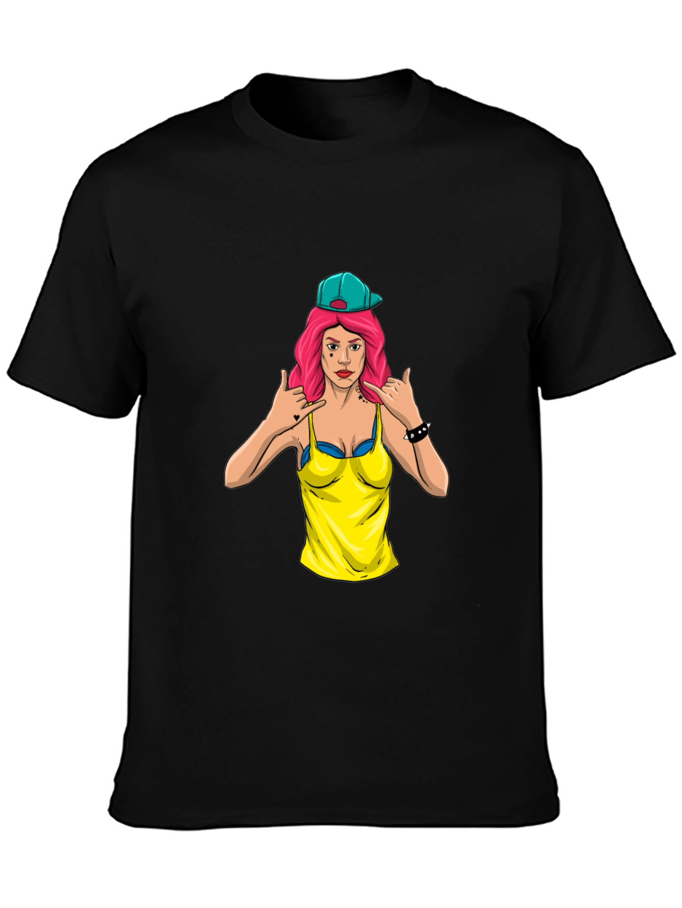 Graphic Tee - Edgy Cartoon Woman Design