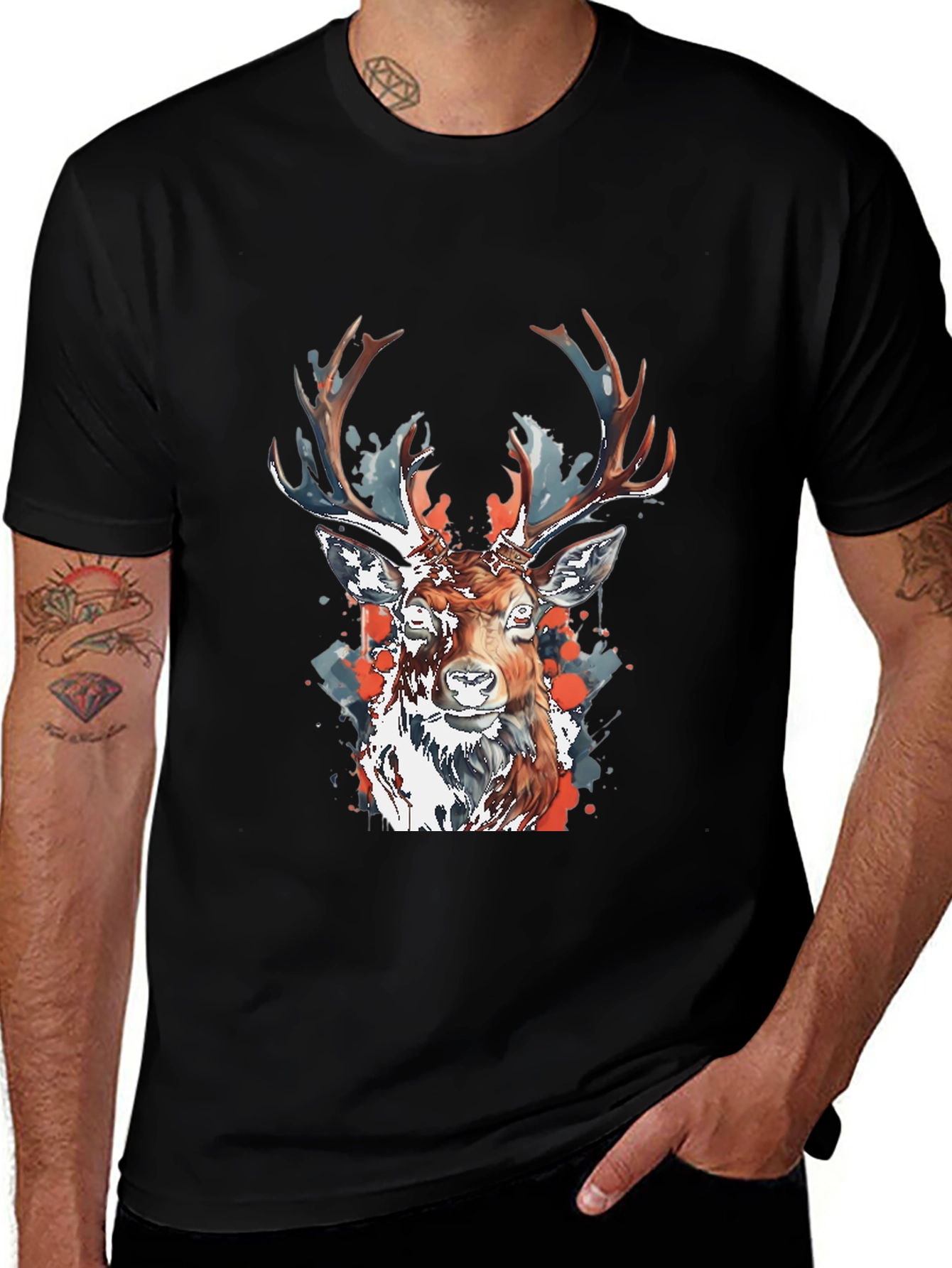 Deer Graphic Tee - Mens Black T-Shirt