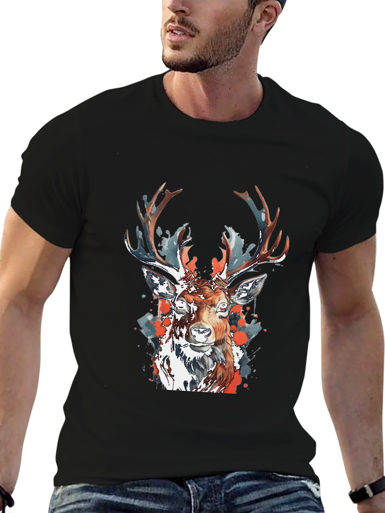 Deer Graphic Tee - Mens Black T-Shirt