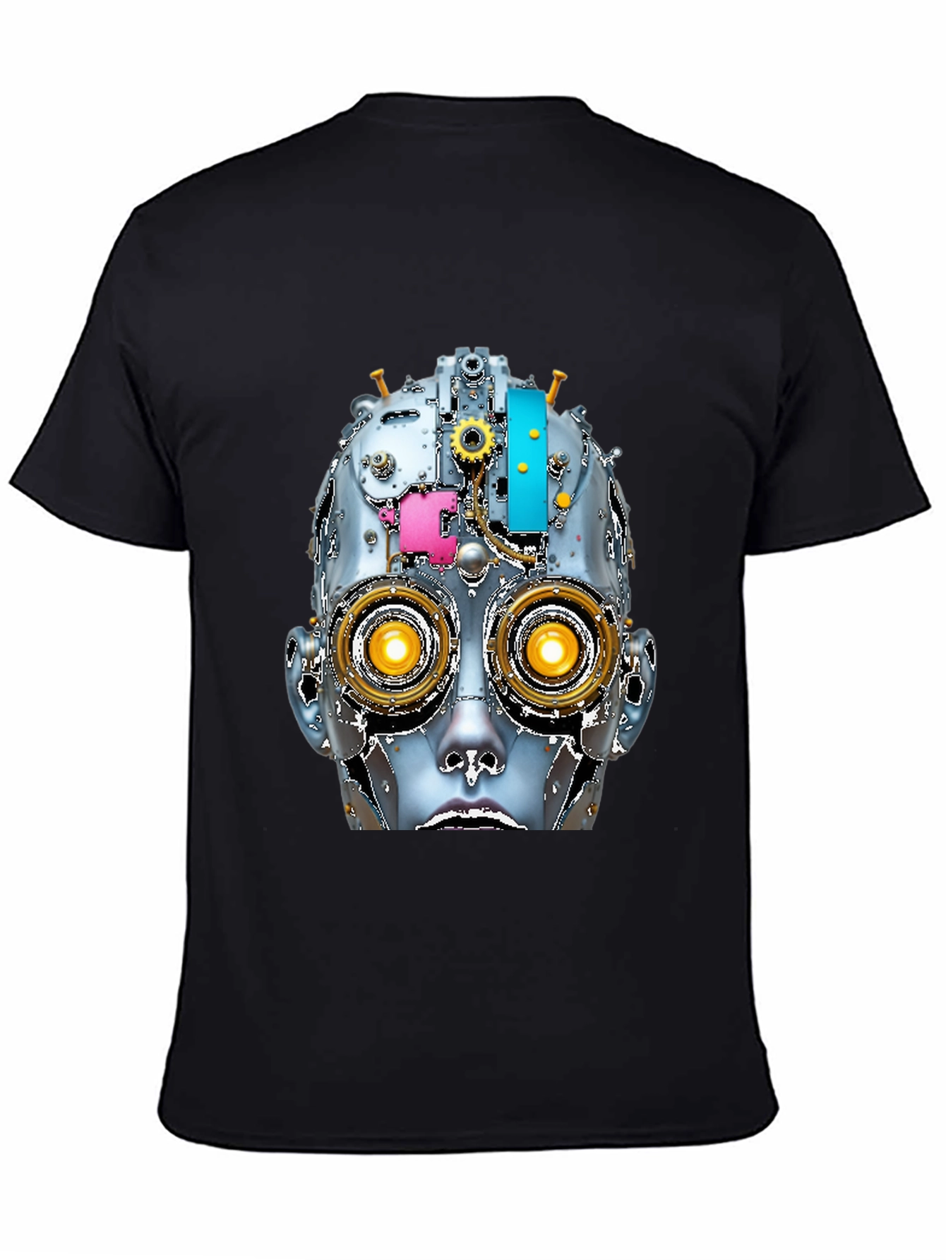 Steampunk Robot Head Graphic Tee - Unique Design