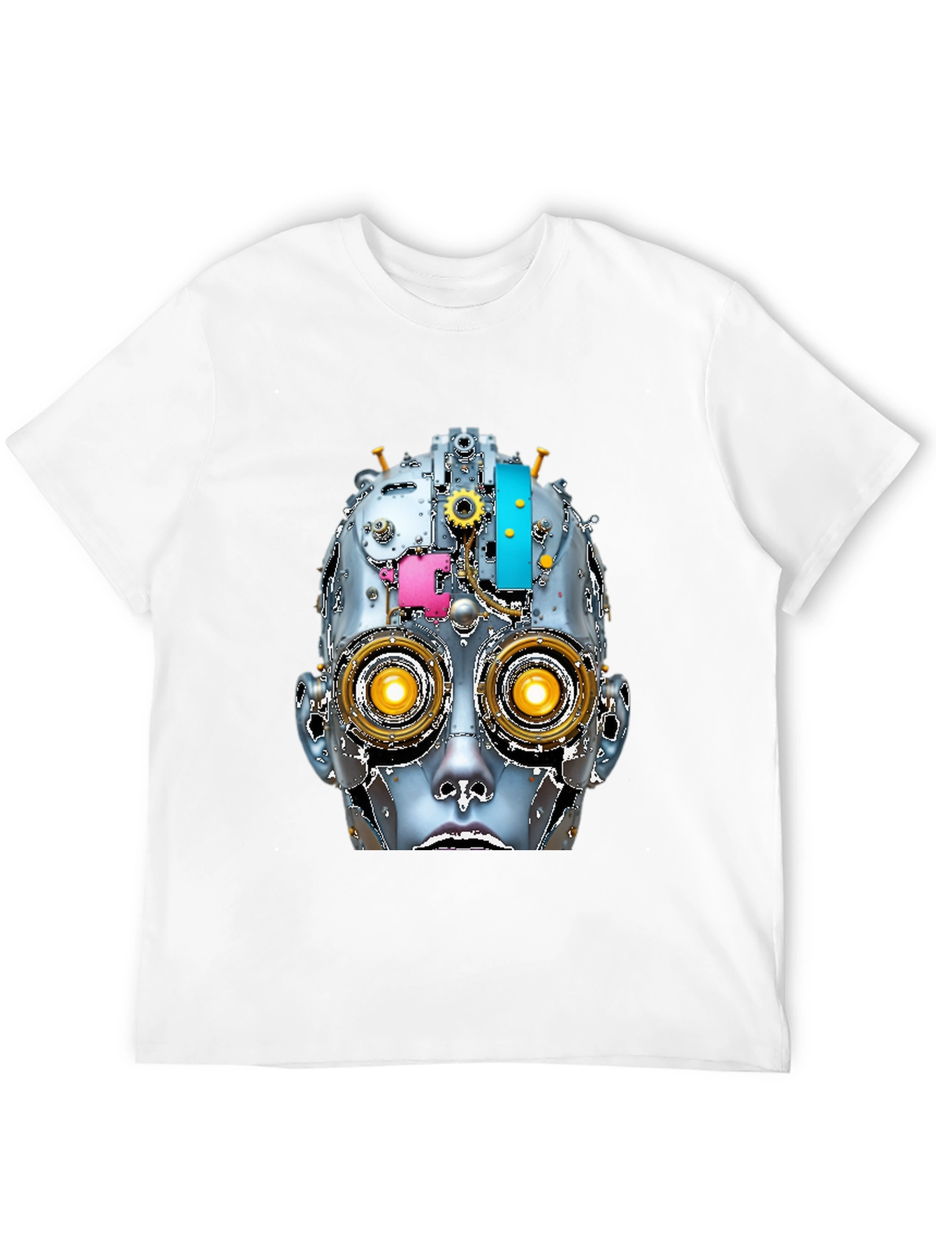 Steampunk Robot Head Graphic Tee - Unique Design