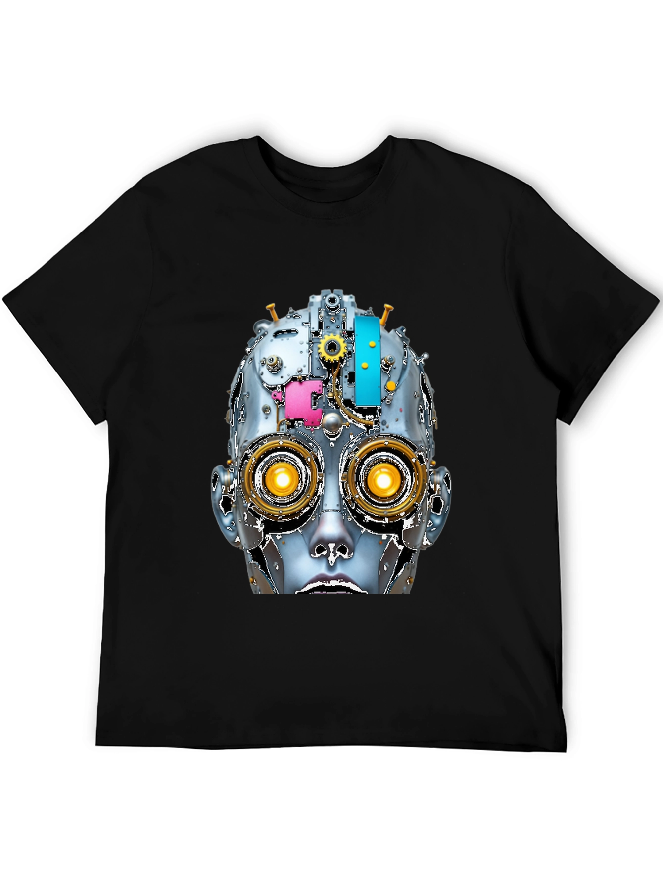 Steampunk Robot Head Graphic Tee - Unique Design