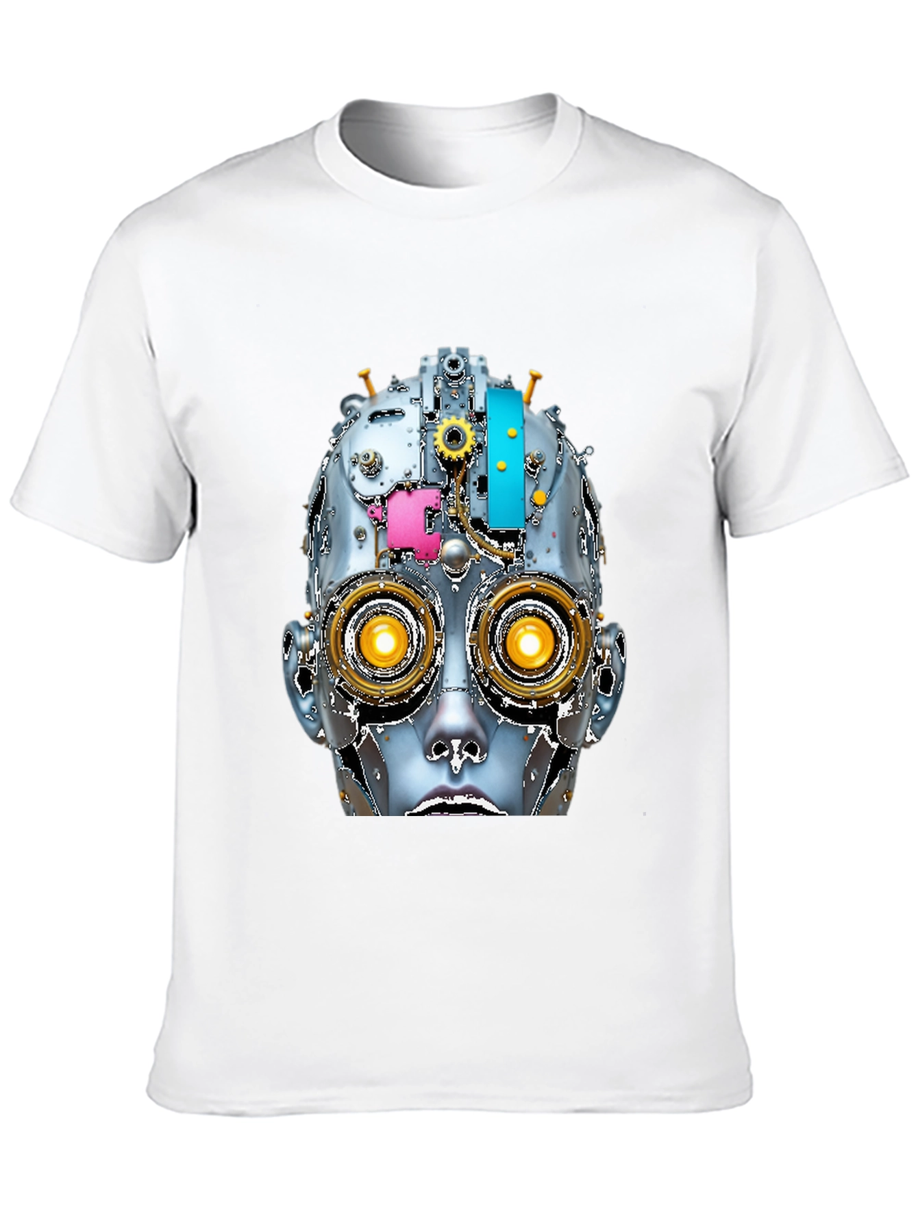 Steampunk Robot Head Graphic Tee - Unique Design