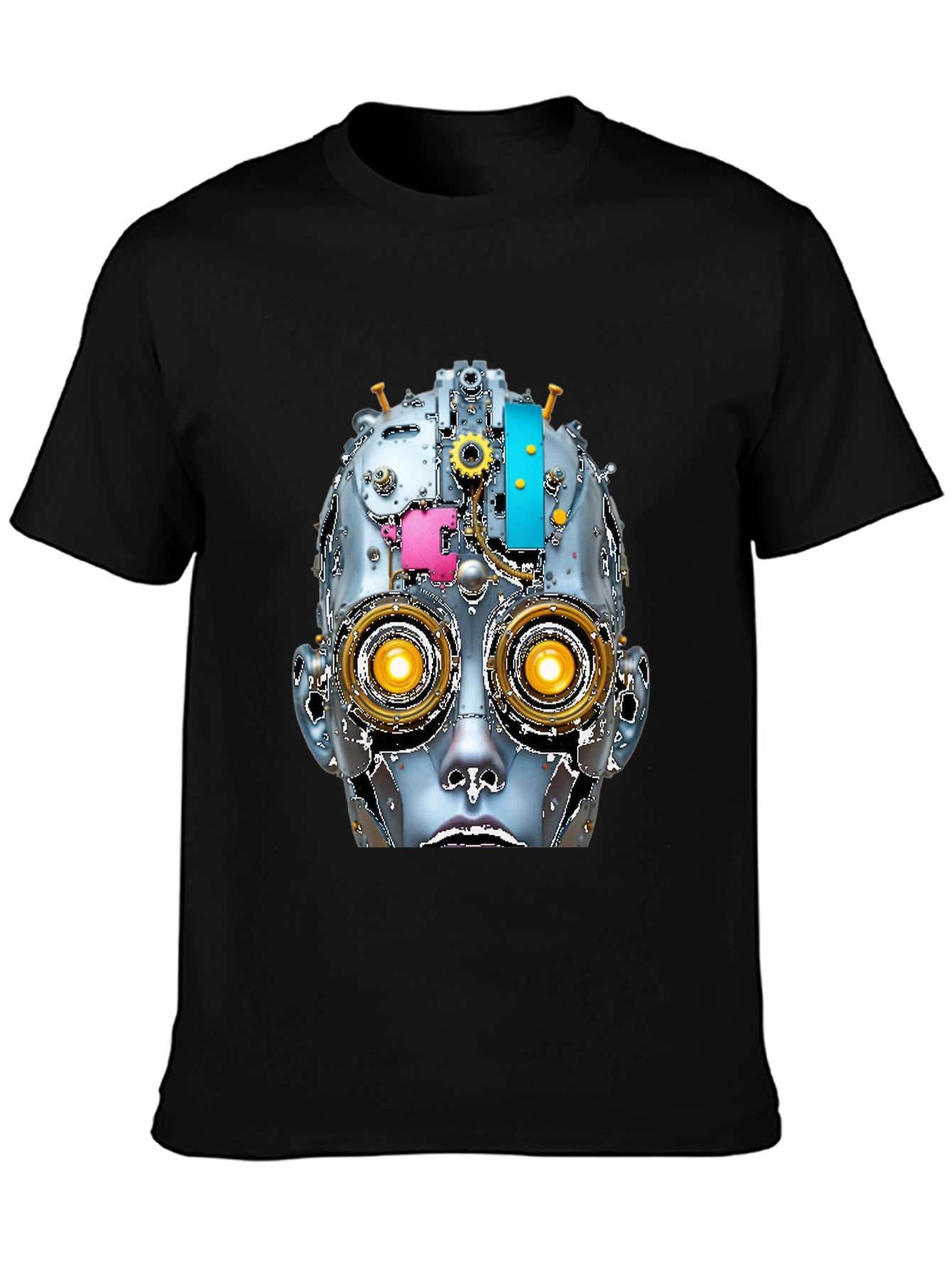 Steampunk Robot Head Graphic Tee - Unique Design