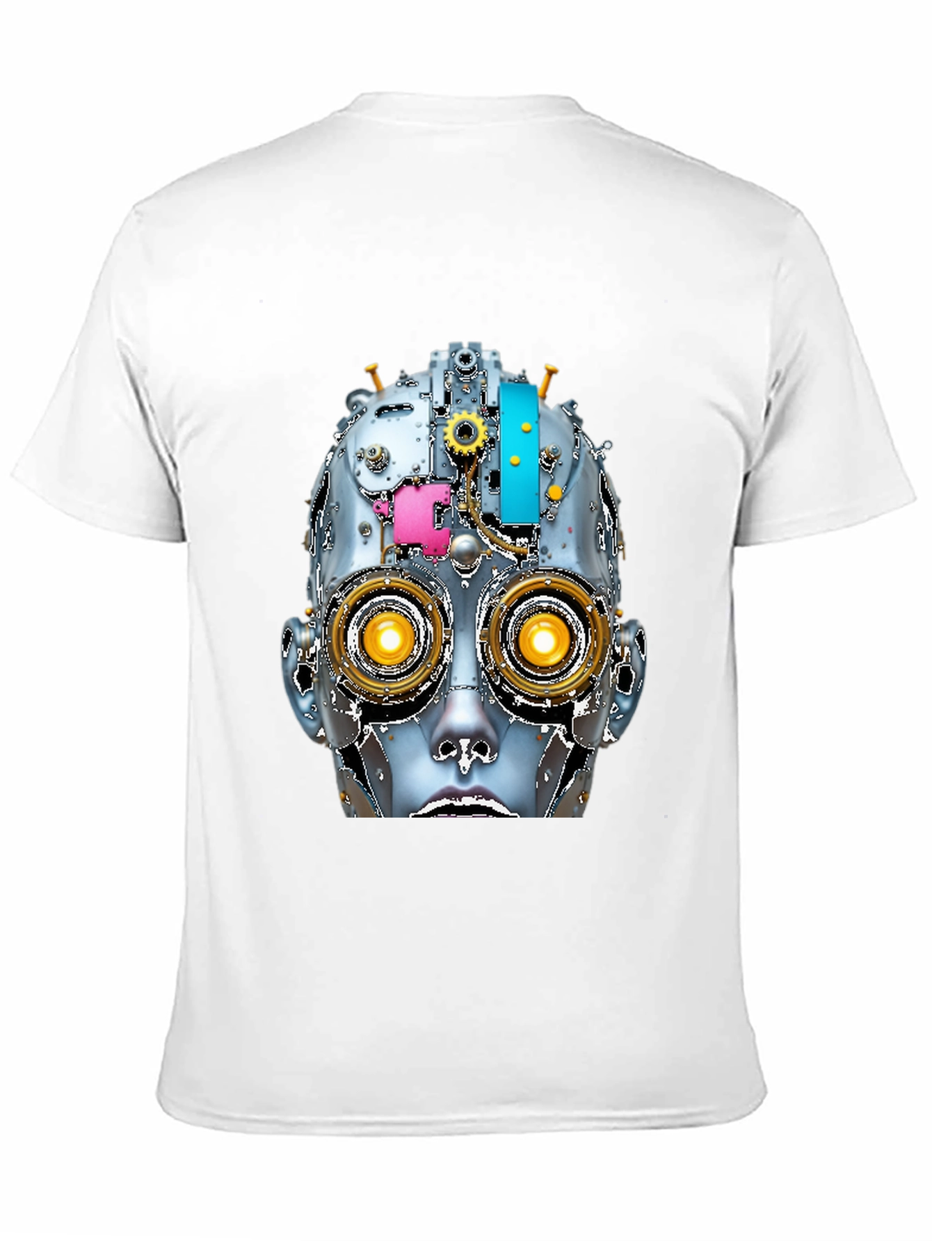 Steampunk Robot Head Graphic Tee - Unique Design