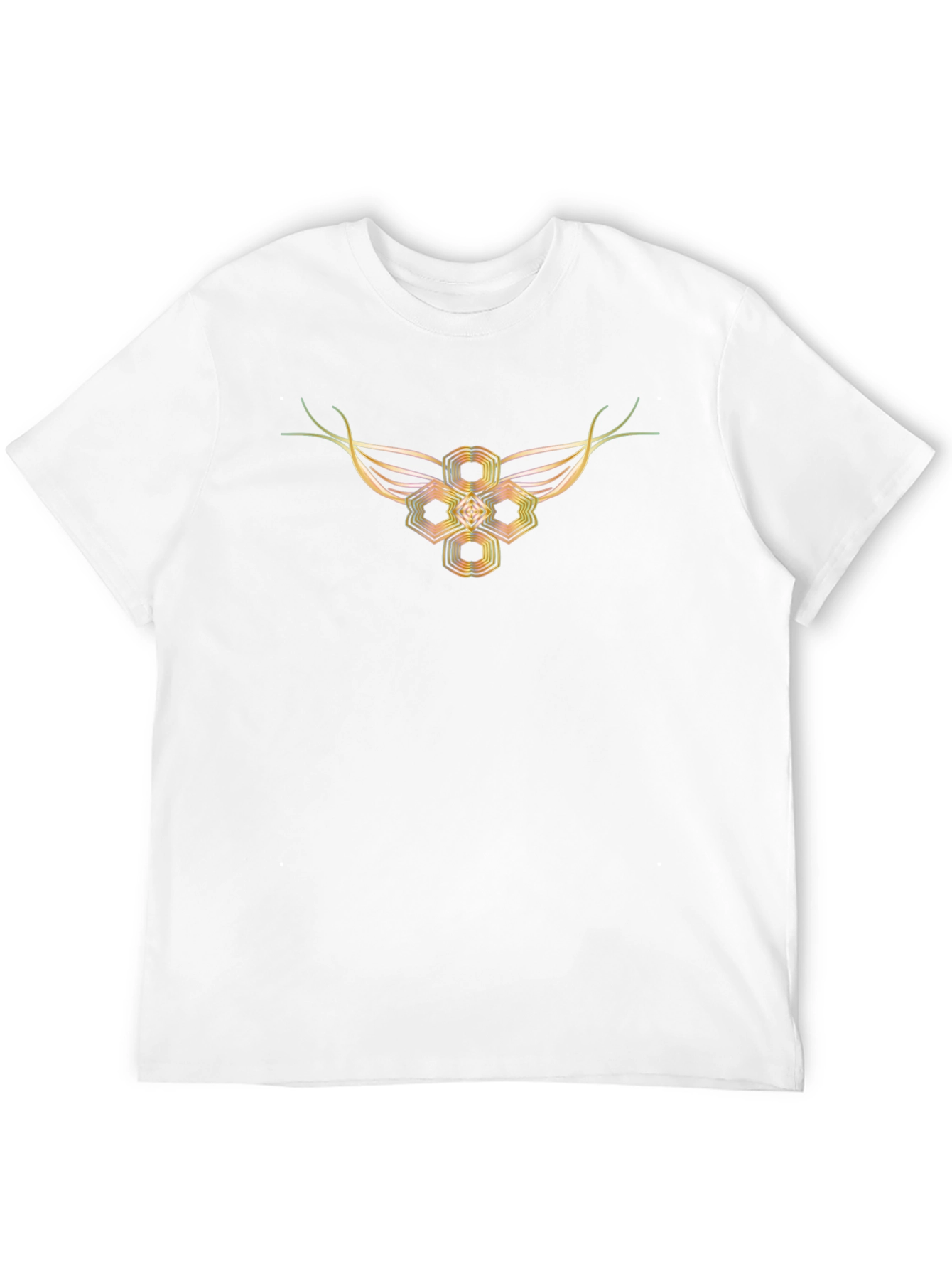 Abstract Geometric Winged Design Black T-Shirt
