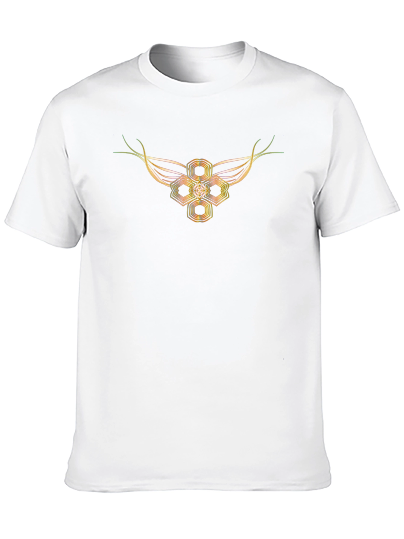 Abstract Geometric Winged Design Black T-Shirt