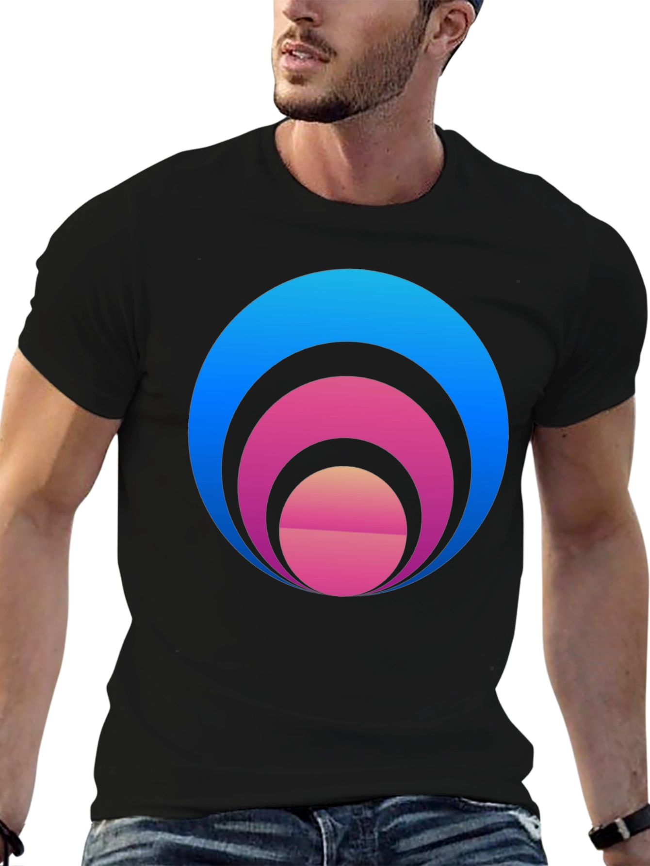 Gradient Circle Graphic T-Shirt - Stylish Casual Tee