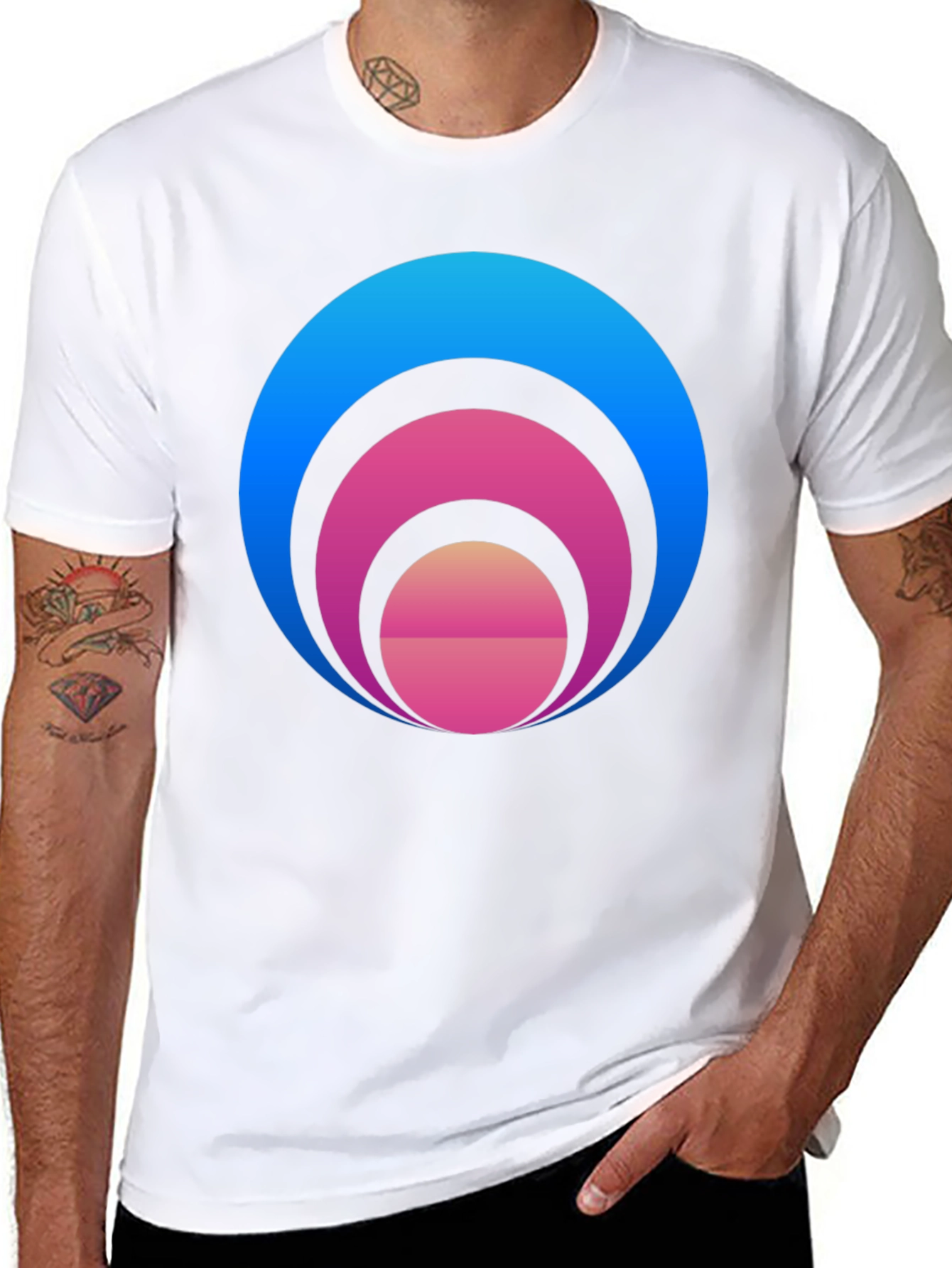 Gradient Circle Graphic T-Shirt - Stylish Casual Tee