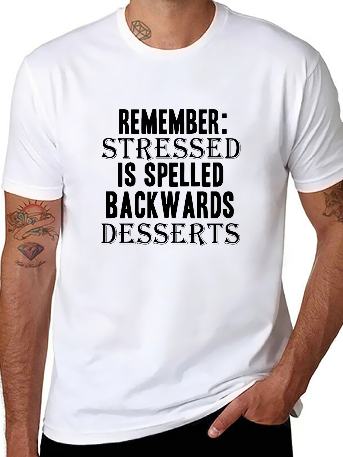 Stressed Spelled Backwards is Desserts Black T-Shirt