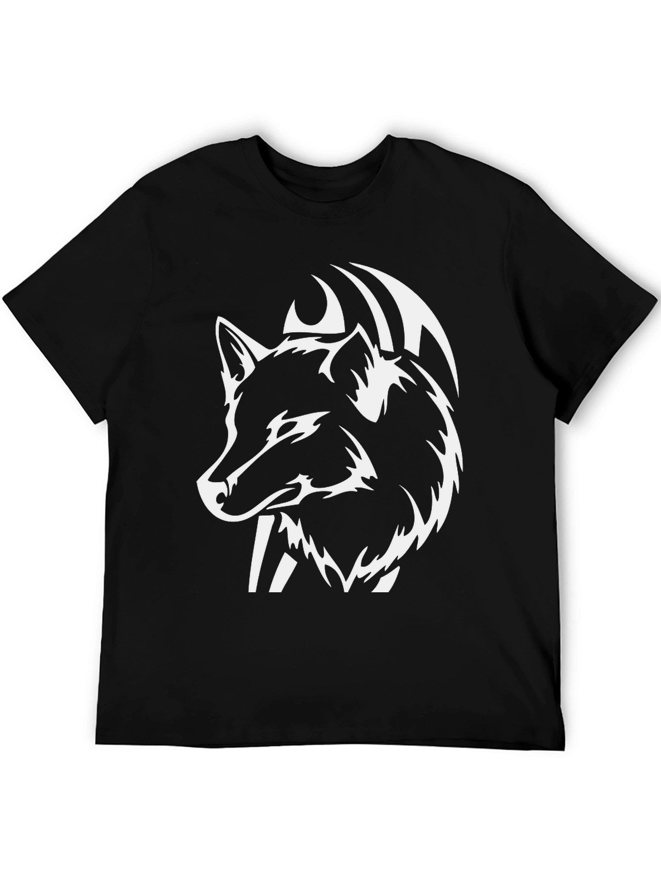 Black Wolf Graphic Tee - Stylish Animal Print Shirt