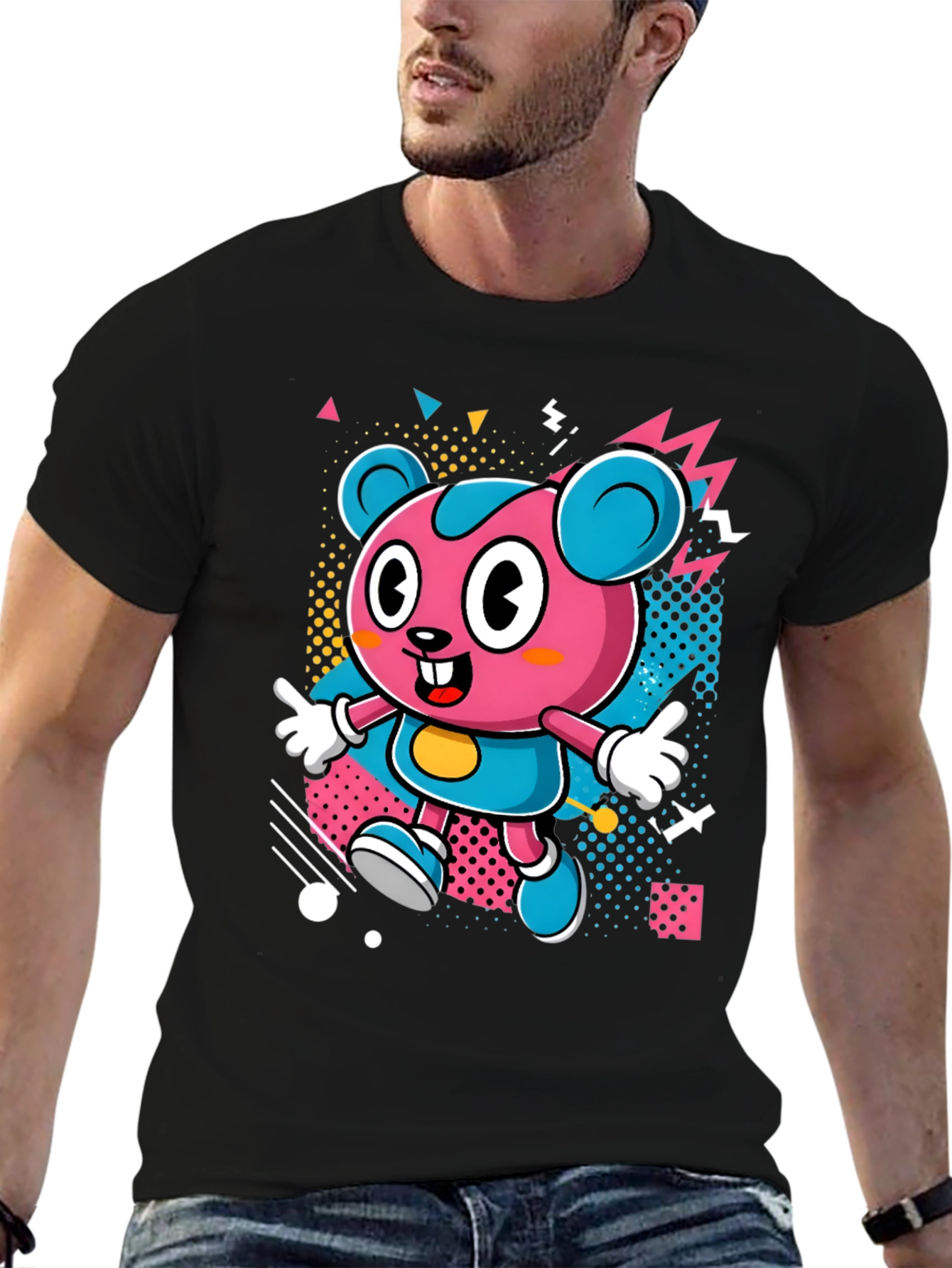 Cartoon Character Graphic Print Black T-Shirt