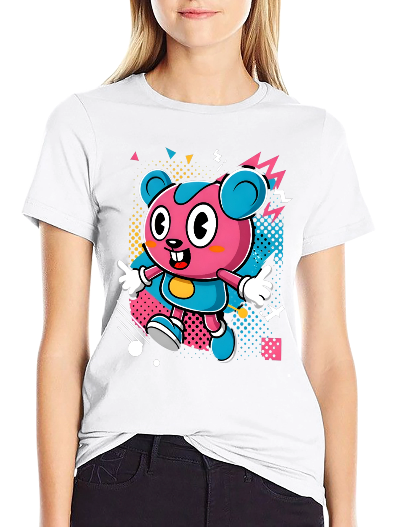 Cartoon Character Graphic Print Black T-Shirt