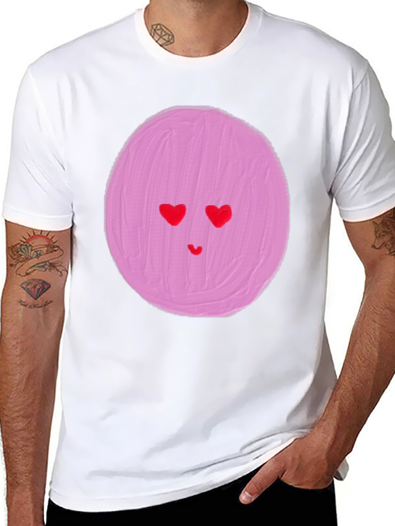 Heart Eyes Emoji Graphic Tee - Black