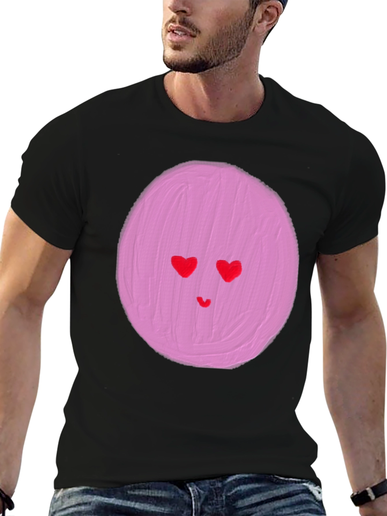 Heart Eyes Emoji Graphic Tee - Black