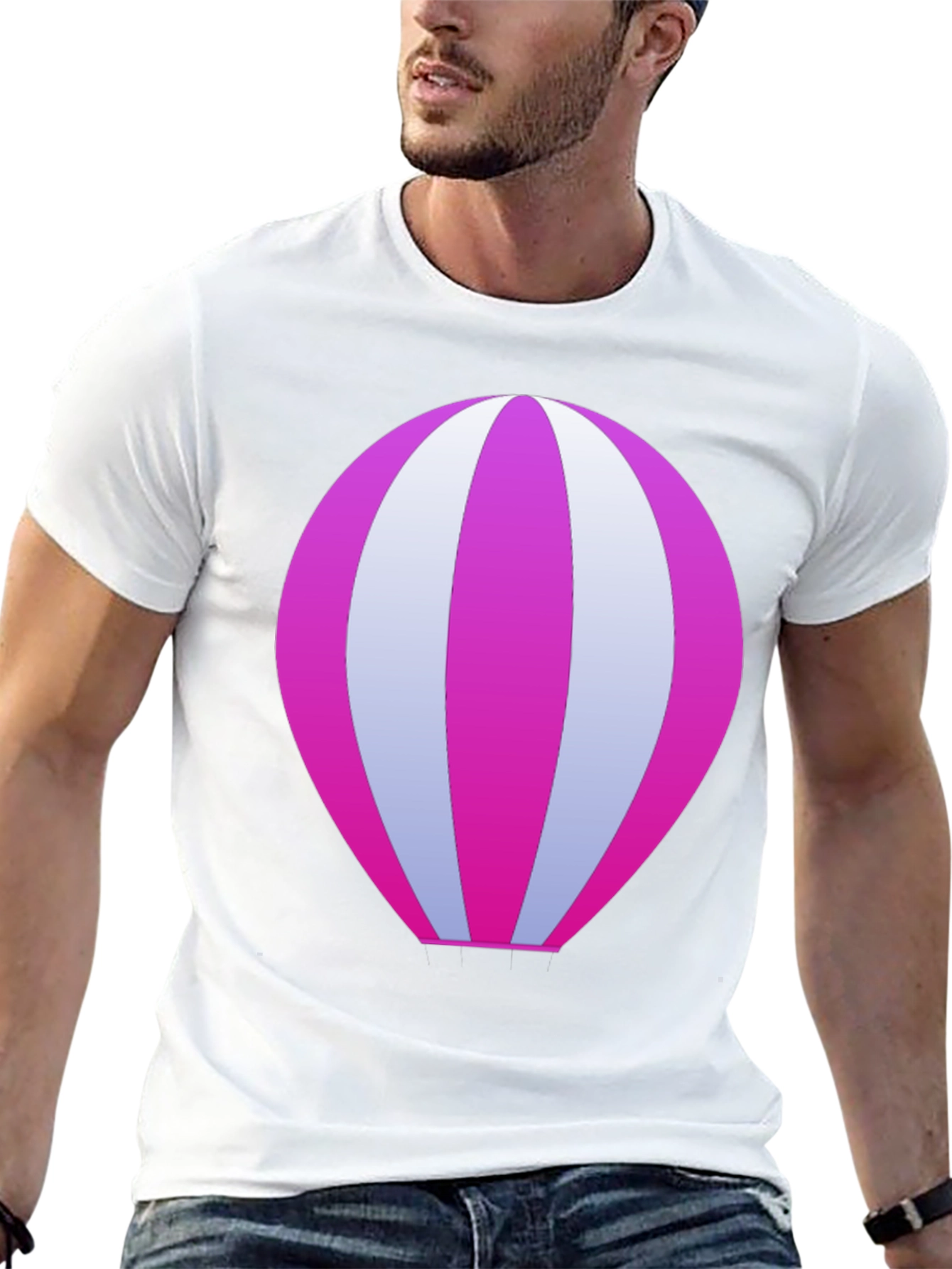 Cool Hot Air Balloon Graphic Black T-Shirt
