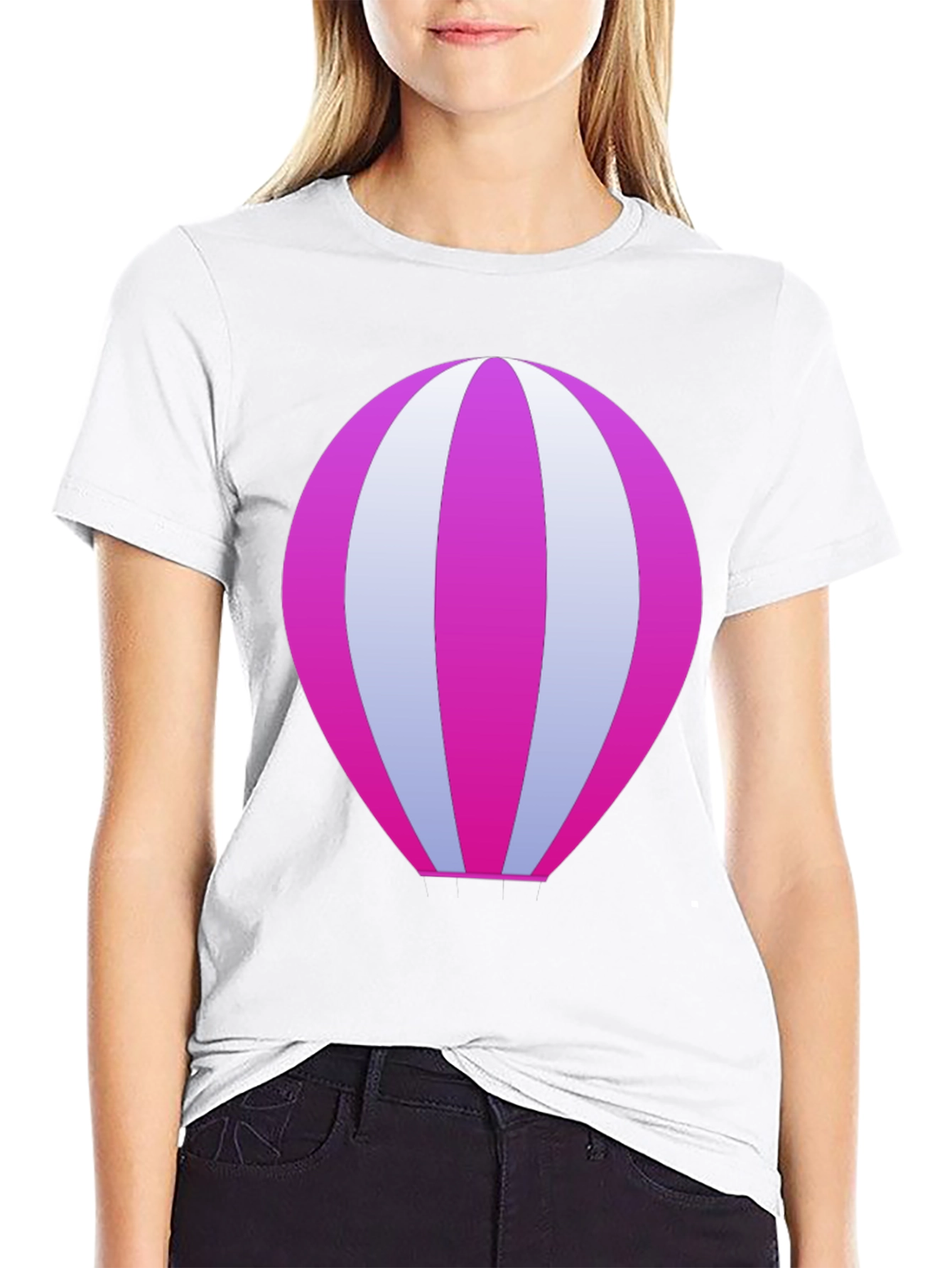 Cool Hot Air Balloon Graphic Black T-Shirt