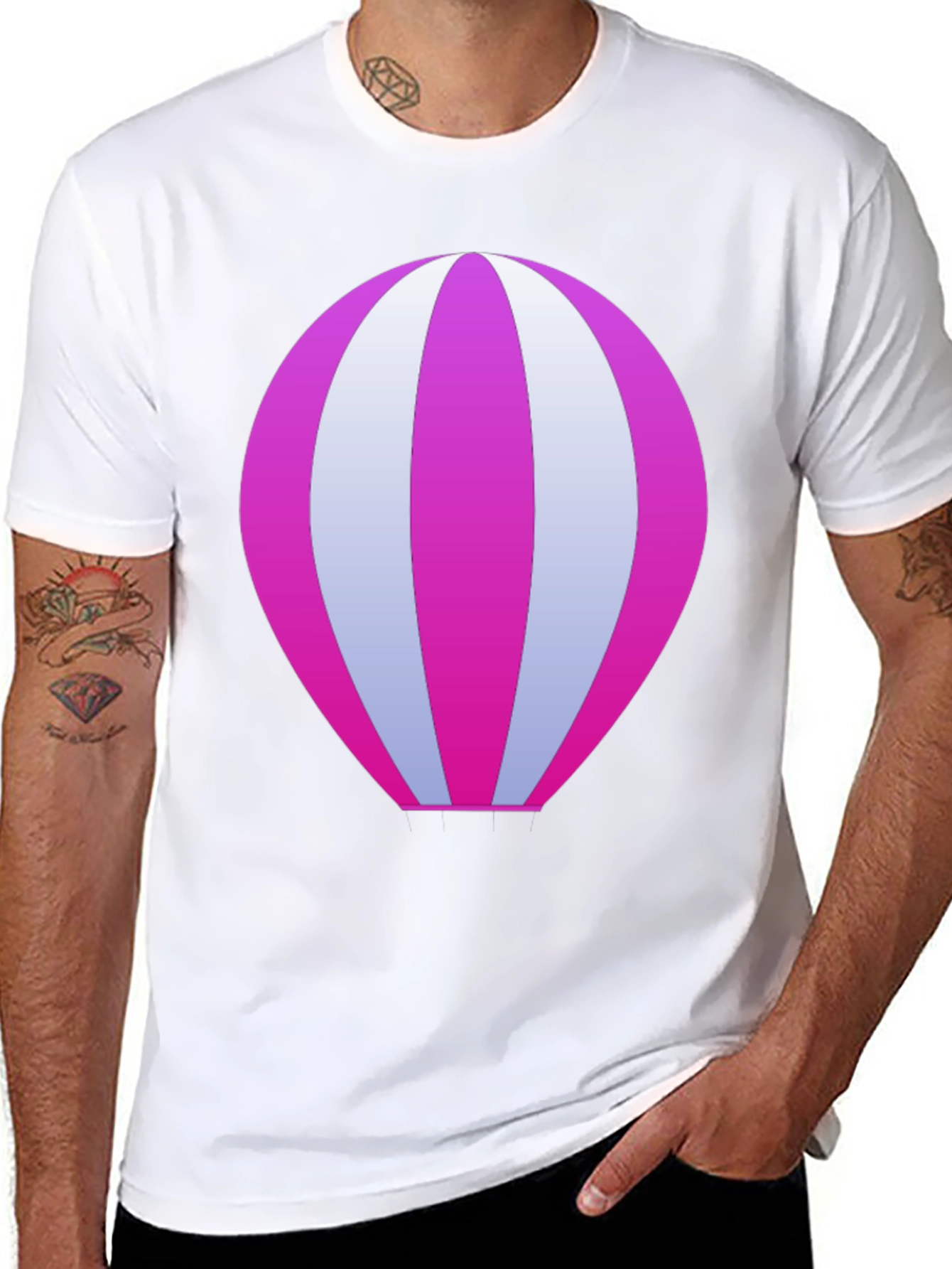 Cool Hot Air Balloon Graphic Black T-Shirt