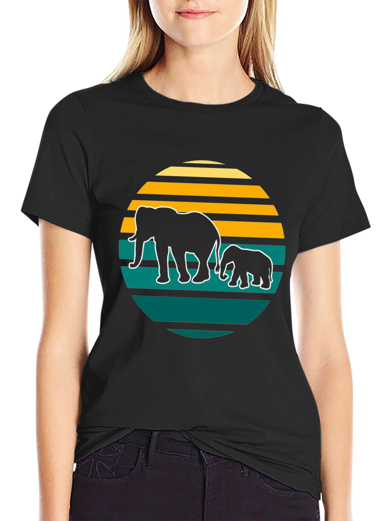 Elephant Sunset Graphic Tee