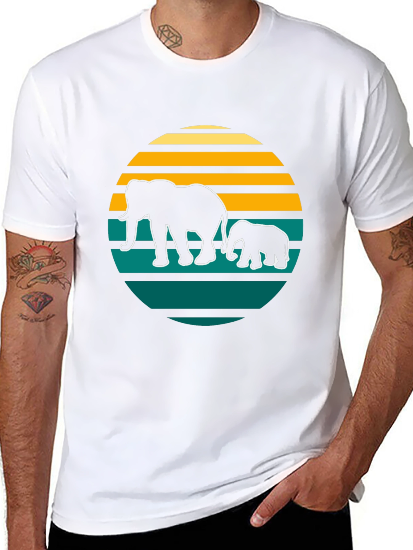 Elephant Sunset Graphic Tee