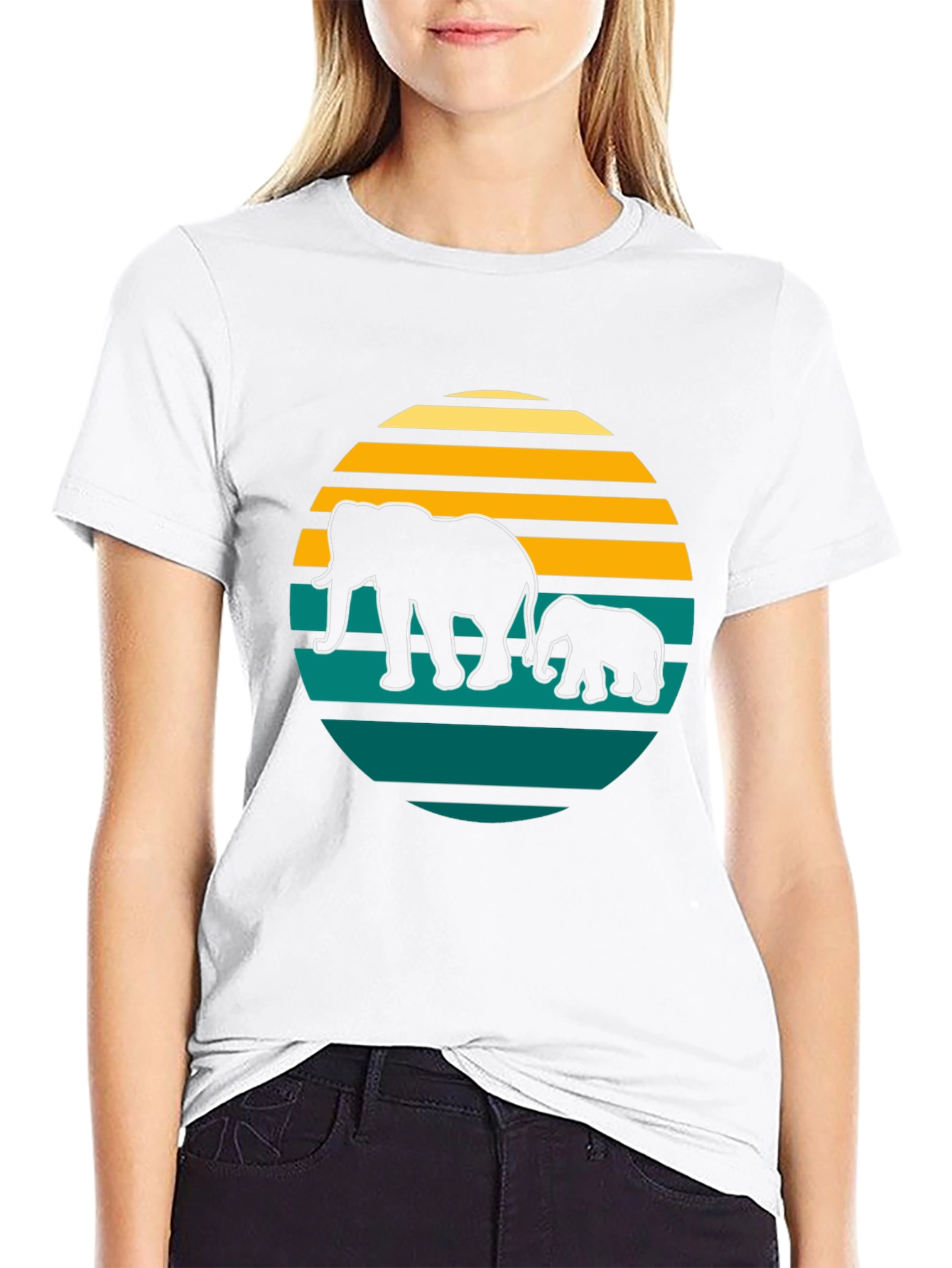 Elephant Sunset Graphic Tee