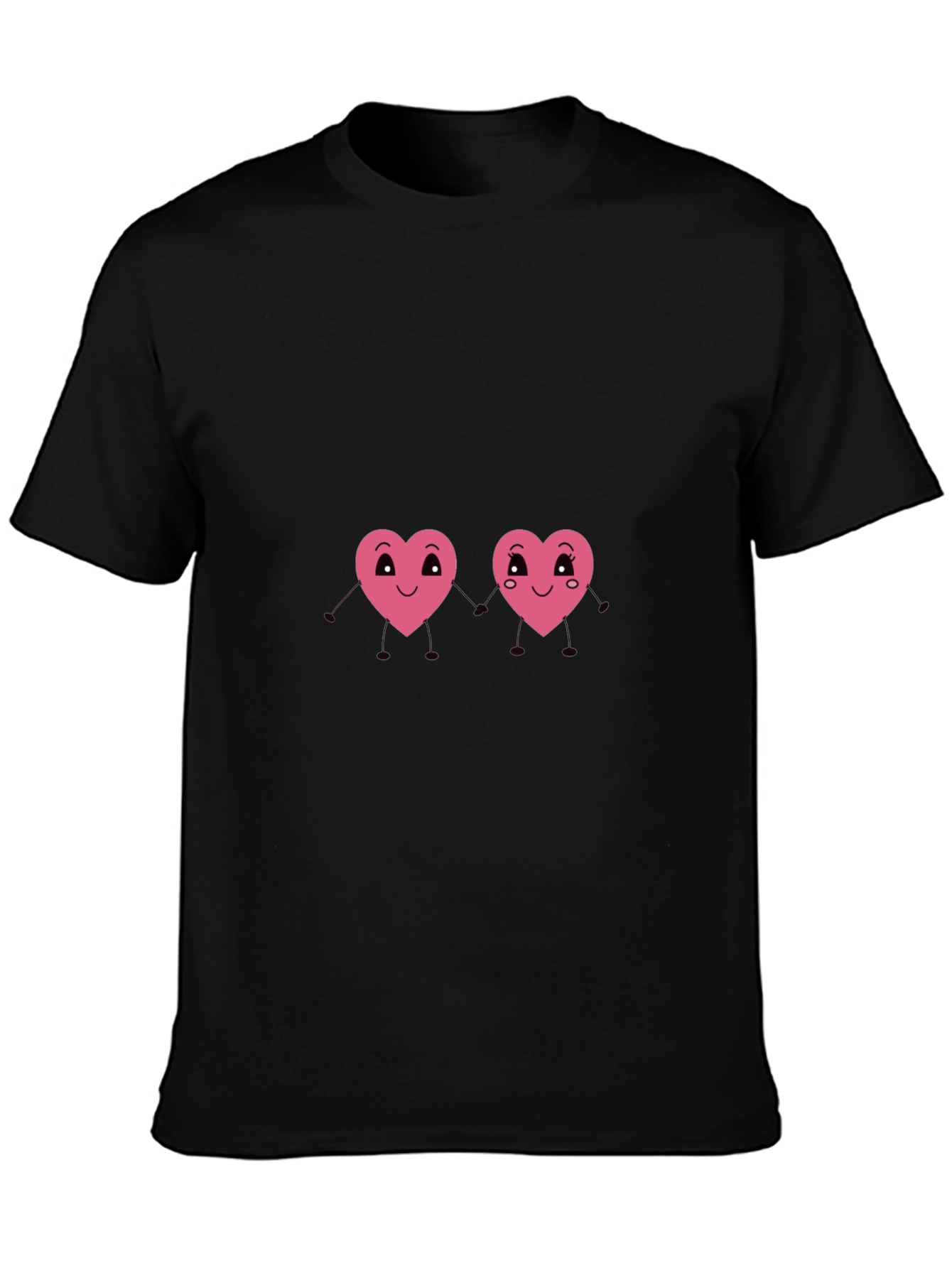 Cute Hearts Graphic Black T-Shirt