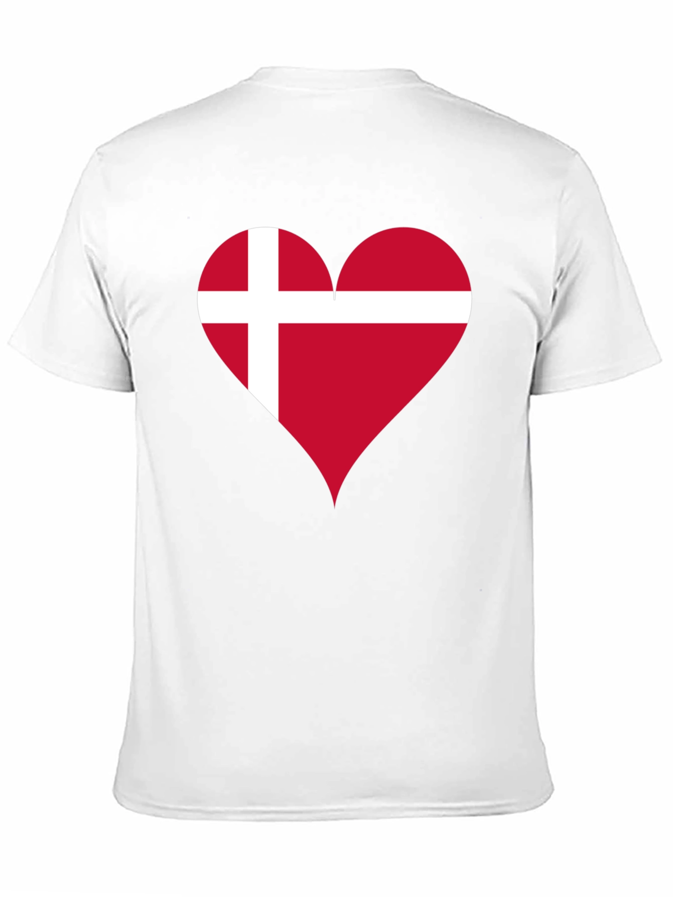 Denmark Flag Heart T-Shirt - Black Crew Neck Tee