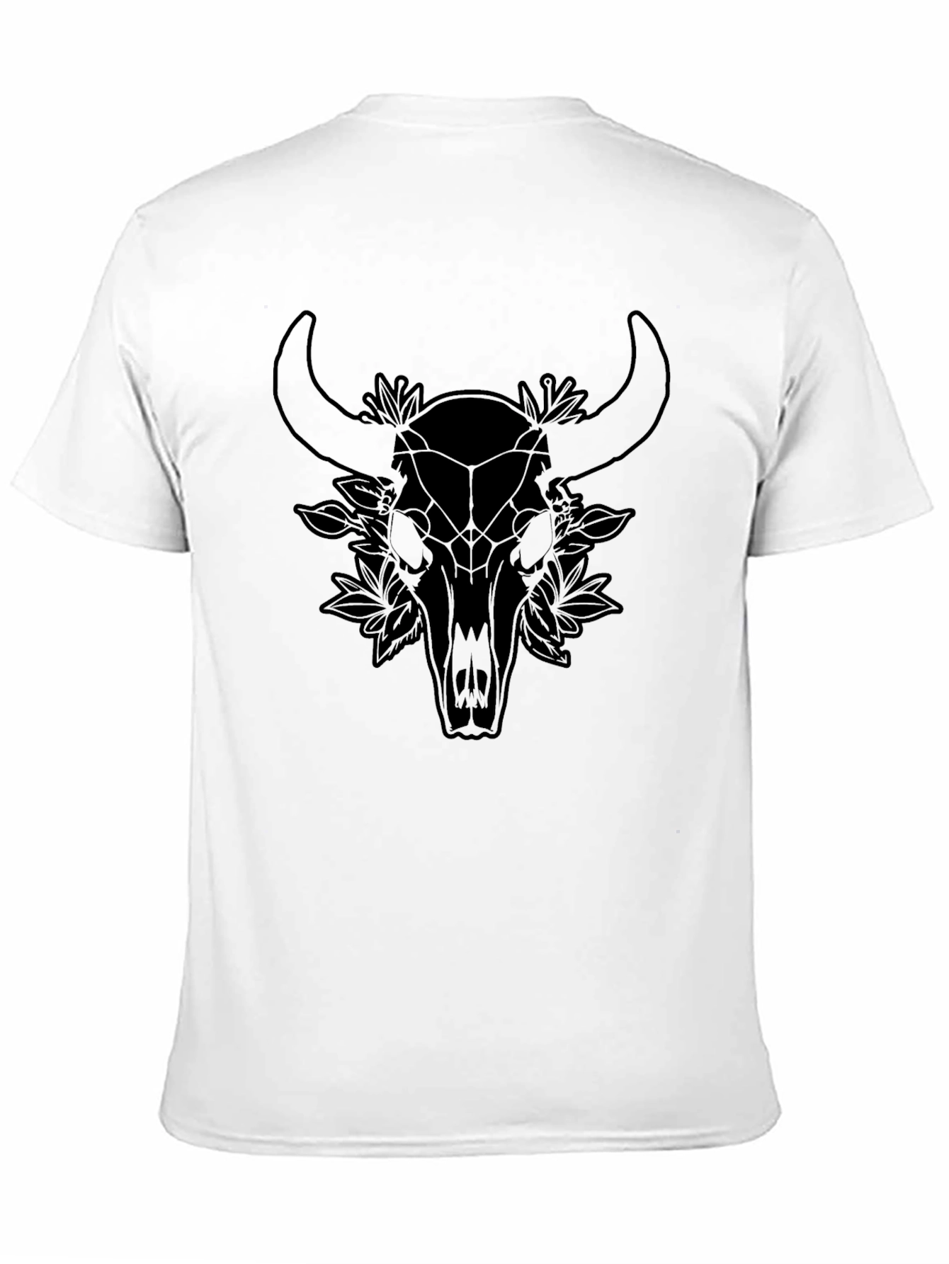 Geometric Bull Skull Graphic Tee - Black Unisex T-Shirt